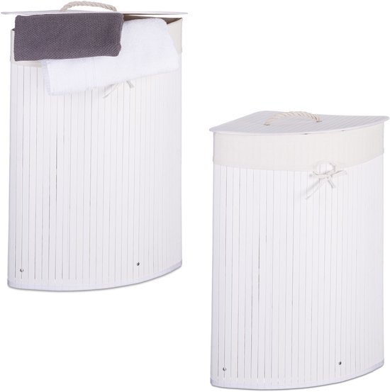 VidaXL Wasmand - Wasmanden - Wassorteerder - Was Mand - Wasmand 55x36 Cm Katoen Beige En Wit