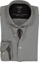OLYMP Level 5 24/Seven body fit overhemd - antraciet grijs tricot - Strijkvriendelijk - Boordmaat: 38