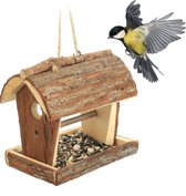 Relaxdays houten vogelvoederhuisje hangend - klein voederhuisje tuinvogels - pimpelmees
