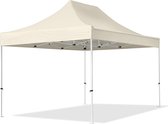 Tente de fête Easy Up Pavillon de tente pliante 3 x 4,5 m - sans panneaux latéraux, cadre en acier crème
