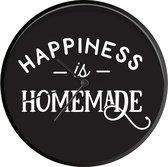 Klok - Ø 30 cm - Spreuken - Huis - Happiness is homemade - Quotes - Zwart - Wandklok