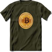 Bitcoin Coin - Crypto T-Shirt Kleding Cadeau | Dames / Heren / Unisex | Bitcoin / Ethereum shirt | Grappig Verjaardag kado | BTC Tshirt Met Print | - Leger Groen - M