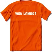 When Lambo - Crypto T-Shirt Kleding Cadeau | Dames / Heren / Unisex | Bitcoin / Ethereum shirt | Grappig Verjaardag kado | BTC Tshirt Met Print | - Oranje - M