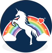 Illustration pour enfants Licorne avec cercle mural arc-en-ciel aluminium ⌀ 60 cm - impression photo sur cercle mural / cercle vivant / cercle de jardin (décoration murale)