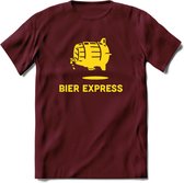 Bier express T-Shirt | Unisex Kleding | Dames - Heren Feest shirt | Drank | Grappig Verjaardag Cadeau tekst | - Burgundy - L