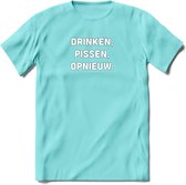 Drinken, pissen, opnieuw Bier T-Shirt | Unisex Kleding | Dames - Heren Feest shirt | Drank | Grappig Verjaardag Cadeau tekst | - Licht Blauw - XXL