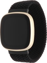 Bandje Voor Fitbit Versa 3 / Sense Nylon Gevlochten Solo Band - Zwart - Maat: XS - Horlogebandje, Armband