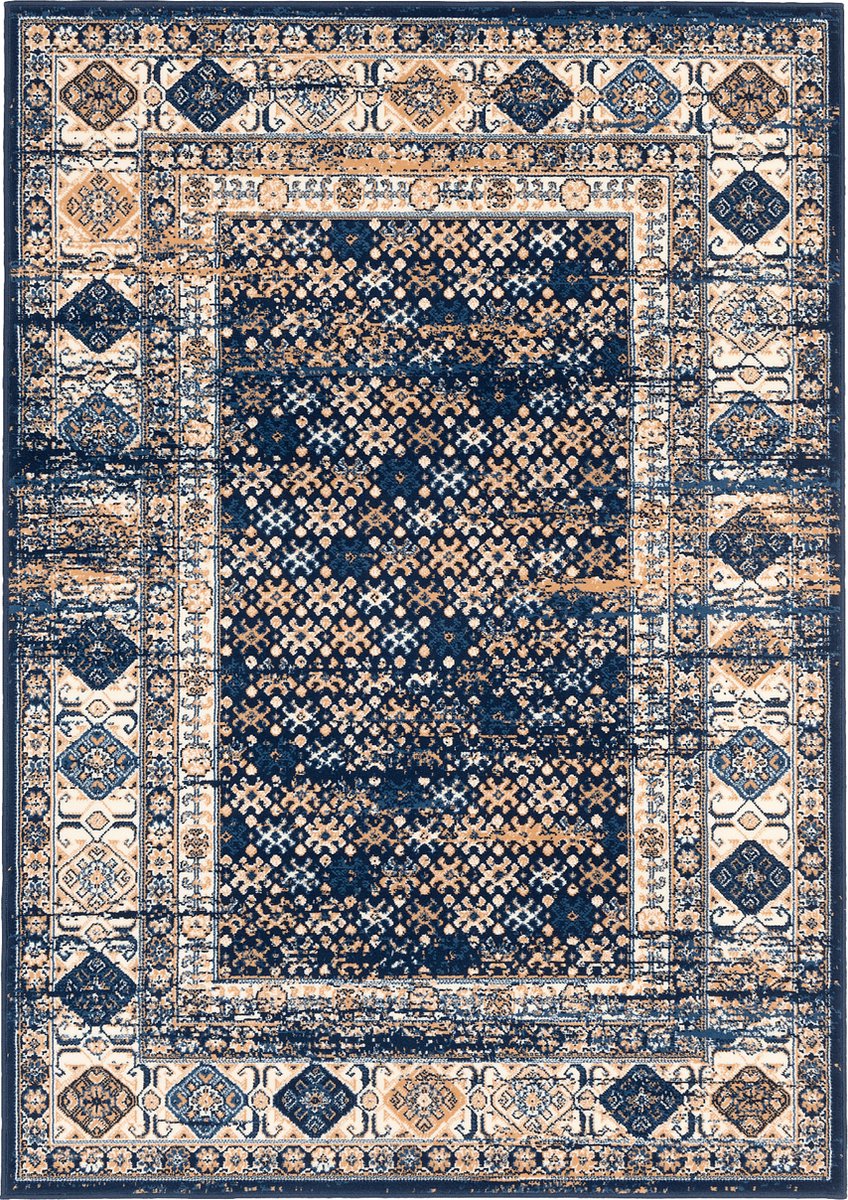 Pergamon Vloerkleed Designer Pop-Vintage Oosterse rand Blauw