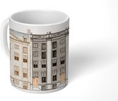 Mok - Amsterdamse grachtenhuizen aan de Herengracht - schilderij van Johan Teyler - 350 ML - Beker - Uitdeelcadeautjes