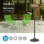 Nedis Patio Verwarmer - 2000 W - 3 Warmte Standen - Omvalpreventie - IP34 - Zwart
