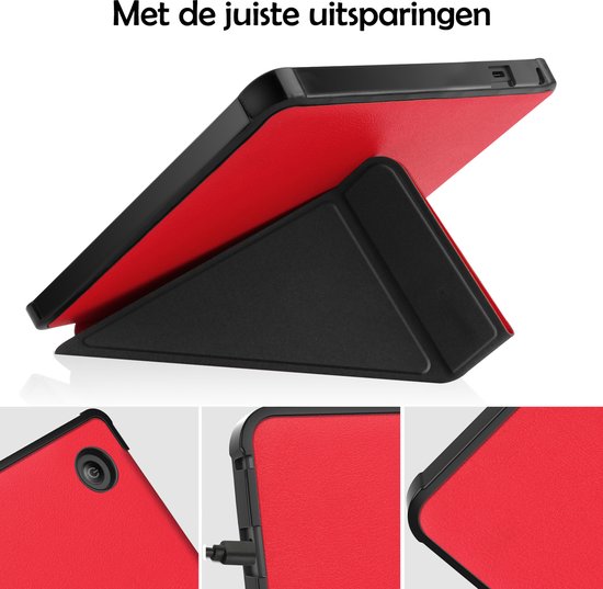 Hoesje Geschikt voor Kobo Libra 2 Hoes Bescherm Hoesje Case Sleep Cover Trifold - Hoes Geschikt voor Kobo Libra 2 Hoesje - Rood van Hoesje  — afbeelding 3