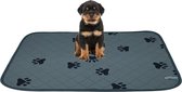 Sharon B - puppy training pad - plasmat - grijs - pootjes print - 60x45 cm - hondentoilet - herbruikbaar - wasbaar