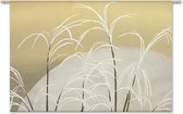 ‘Susuki Grass’ in het maanlicht - Houtsnede van Kamisaka Sekka - wandkleed L inclusief ronde stokken