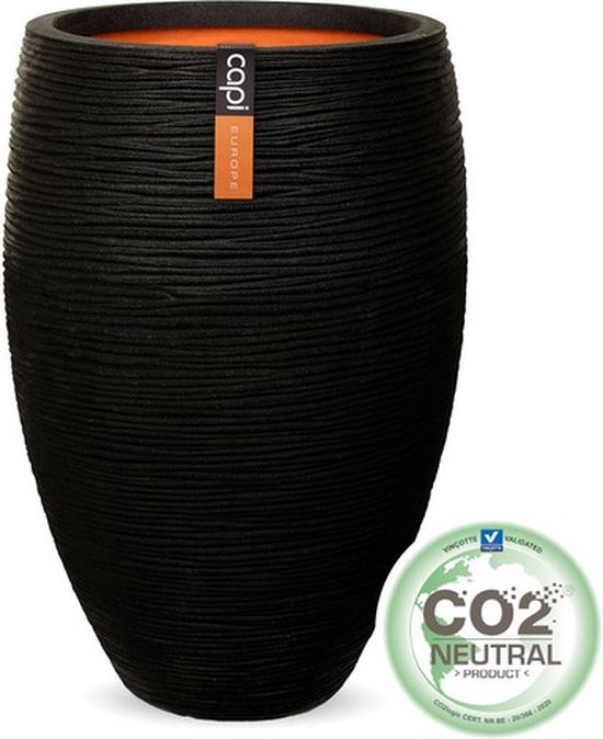 Capi Europe - Vase elegant deluxe Rib NL - 40x60 - Noir - Pour usage intérieur et extérieur - KBLR1131