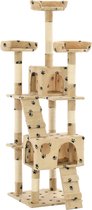 Everest Kattenkrabpaal met sisal krabpalen 170 cm pootafdrukken beige
