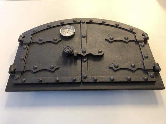 Gietijzeren Ovendeur Met Glas – 75 X 55 Cm, Voor Pizzaovens, Openslaand Links, Handvat Rechts, Groot Kijkvenster