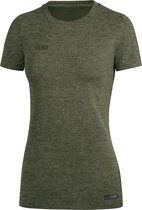 Jako Premium Basics T-Shirt Dames - Kaki Gemeleerd | Maat: 40