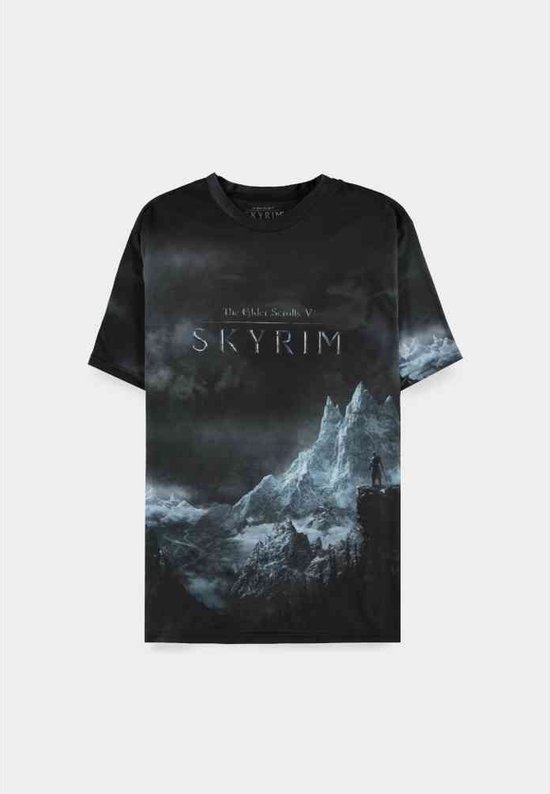 The Elder Scrolls V: Skyrim Heren Tshirt Sublimation printed artwork Zwart