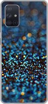 Geschikt voor Samsung Galaxy A51 hoesje - Glitter - Blauw - Abstract - Design - Siliconen Telefoonhoesje