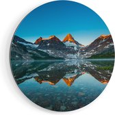Artaza Dibond Muurcirkel Berg Assiniboine Bij Het Meer In Canada - Ø 60 cm - Wandcirkel - Rond Schilderij - Voor Binnen en Buiten