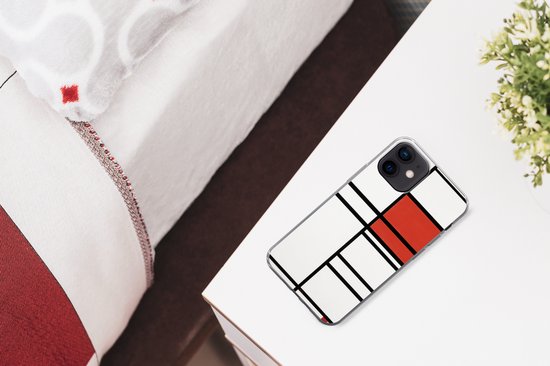 Coque iPhone 12 - Composition avec rouge et blanc - Piet Mondrian - Siliconen Phone Case