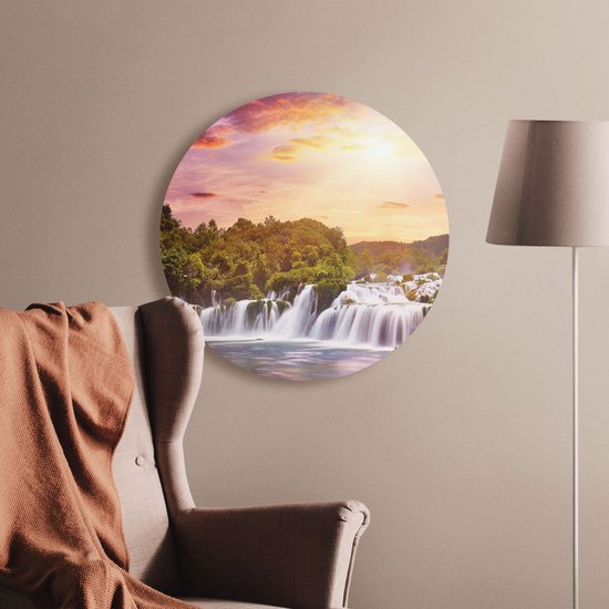 Cercle Mural Artaza Dibond - Chutes d'eau Dans La Forêt - Ø 50 cm - Klein - Cercle Mural - Tableau Rond - Pour Intérieur Et Extérieur