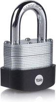 YALE 50 mm buitenhangslot van gelamineerd staal, beugel van gehard staal, 3 sleutels