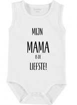 Baby Rompertje met tekst 'Mijn mama is de liefste' | mouwloos l | wit zwart | maat 50/56 | cadeau | Kraamcadeau | Kraamkado