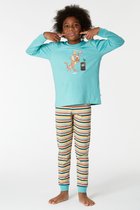 Woody pyjama jongens/heren - zeegroen - mandrill aap - 221-1-PLC-S/717 - maat 128
