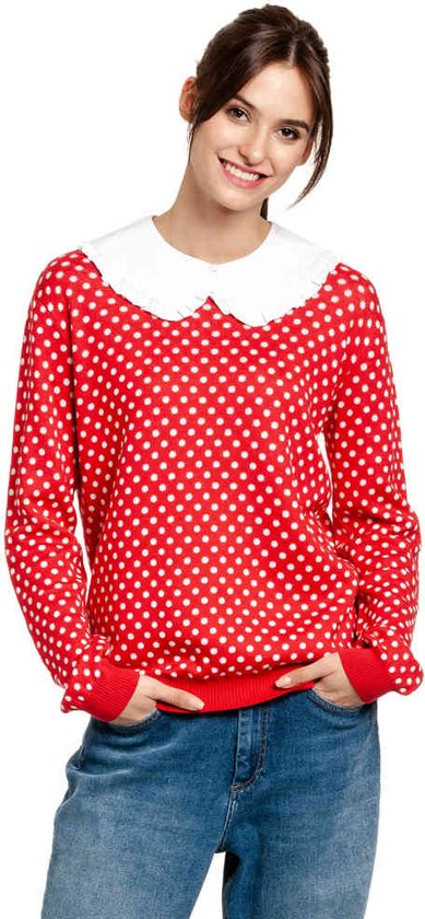 Pussy Deluxe Pullover/trui Chic Dotties Knit With Collar Rood