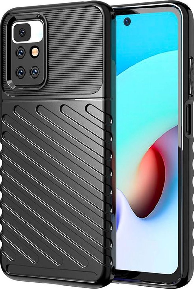 Mobigear Hoesje geschikt voor Xiaomi Redmi 10 4G Telefoonhoesje Flexibel TPU | Mobigear Groove Backcover | Redmi 10 4G Case | Back Cover - Zwart