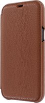 iPhone 12 Pro Max Bookcase hoesje - Graffi - Effen Cognac - Leer