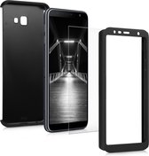 kwmobile 360 graden hoesje voor Samsung Galaxy J4+ / J4 Plus DUOS - volledige bescherming met screenprotector - metallic zwart