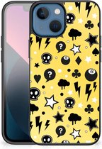 Telefoon Hoesje geschikt voor iPhone 13 mini Silicone Back Cover met Zwarte rand Punk Yellow