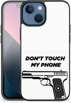 Telefoonhoesje Geschikt voor iPhone13 mini Back Case Siliconen Hoesje met Zwarte rand Pistol Don't Touch My Phone