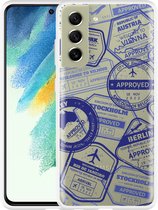 Hoesje Geschikt voor Samsung Galaxy S21 FE Paspoort Stempels