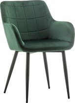 IN.HOMEXL – Yves - Groen - Eetkamerstoel met armleuning - Fluweel Stoel - Eetstoelen - Velvet Eetkamerstoel - Metaalpoot - Fluweel Stoelen - Eetkamerstoel set van 6