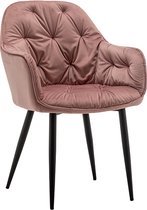 IN.HOMEXL – Roseberry - Roos - Eetkamerstoel met armleuning - Fluweel Stoel - Eetstoelen - Velvet Eetkamerstoel - Metaalpoot - Fluweel Stoelen - Eetkamerstoel set van 6