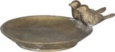Serveerschaal 11*9*2 cm Koperkleurig Metaal Rond Vogels Presenteerschaal Dienblad Decoratie Schaal