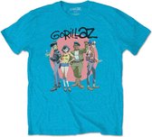 Gorillaz Heren Tshirt -XL- Group Circle Rise Blauw