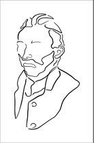 Walljar - Van Gogh Line art - Muurdecoratie - Canvas schilderij