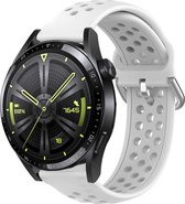 Strap-it Siliconen bandje met gaatjes - geschikt voor Huawei Watch GT / GT 2 / GT 3 / GT 3 Pro 46mm / GT 4 46mm / GT 2 Pro / GT Runner / Watch 3 - Pro / Watch 4 (Pro) / Watch Ultimate - wit