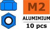 Revtec - Aluminium zelfborgende zeskantmoer - M2 - Blauw - 10 st