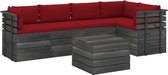 vidaXL 6-delige Loungeset met kussens pallet massief grenenhout