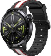 Strap-it Special Edition sport bandje - geschikt voor Huawei Watch GT / GT 2 / GT 3 / GT 3 Pro 46mm / GT 2 Pro / GT Runner / Watch 3 / 3 Pro - zwart/wit/rood