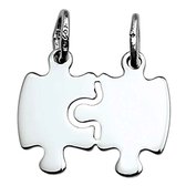 Vriendschapshartje® Breekplaatje puzzelstukjes zilver - puzzel - gepersonaliseerd breekhart - inclusief graveren