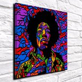 Pop Art Jimi Hendrix XL Canvas - 100 x 100 cm - Canvasprint - Op dennenhouten kader - Geprint Schilderij - Popart Wanddecoratie