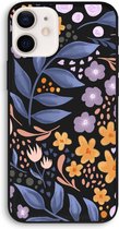 Case Company® - iPhone 12 hoesje - Flowers with blue leaves - 100% Biologisch Afbreekbaar - Duurzaam - Biodegradable Soft Case - Milieuvriendelijke Print op Achterkant - Zwarte Zijkanten - Be