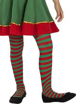 FUNIDELIA Rood en groen gestreepte elf panty's voor meisjes Kerst