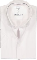 OLYMP Level 5 24/Seven body fit overhemd - korte mouw - wit tricot - Strijkvriendelijk - Boordmaat: 43